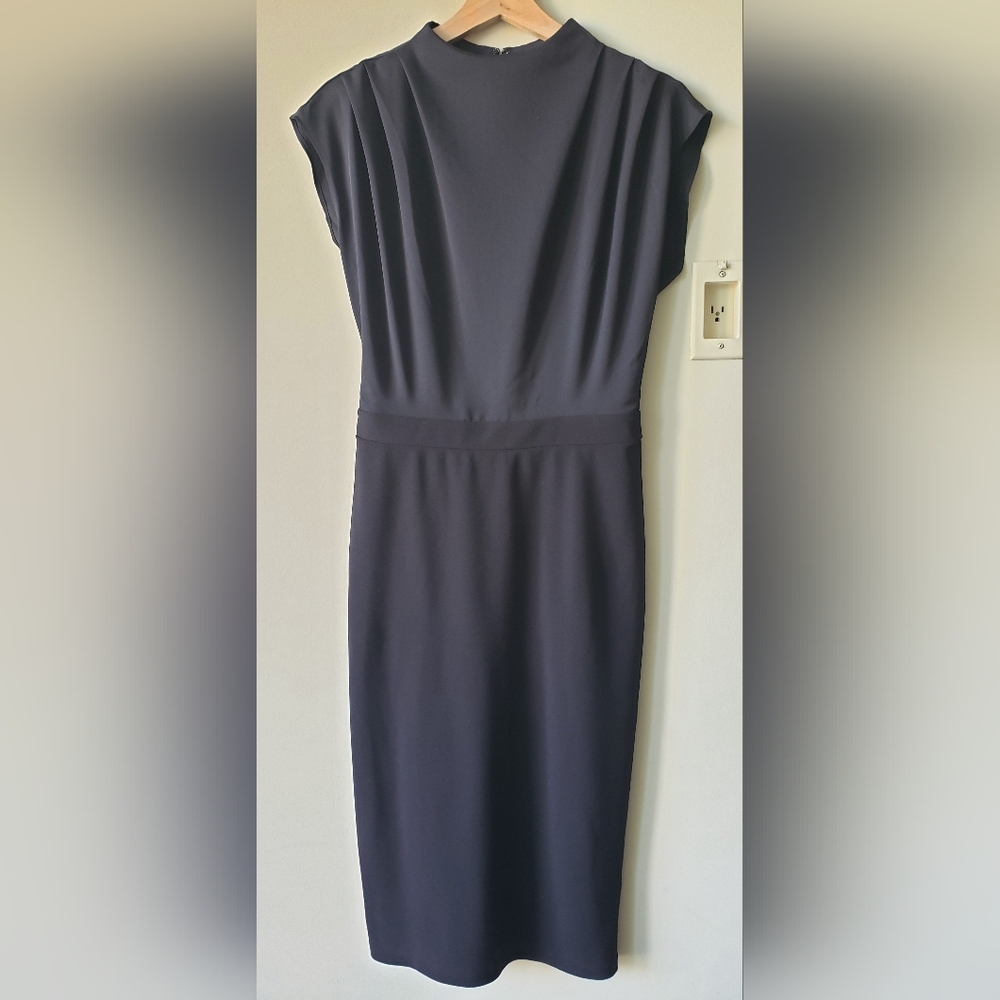 Express Black Pleat-Shoulder Dress - S